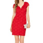 Connected Women's Sequined Lace Sweetheart Sheath Dress Red Size 4