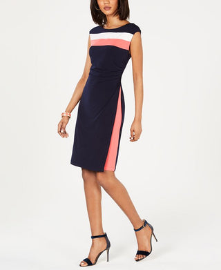 Connected Women's Sleeveless Tri Tone Sheath Dress Pink Size 6