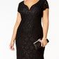 Connected Women's Sequined Lace Gown Black Size 18W