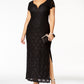 Connected Women's Sequined Lace Gown Black Size 22W