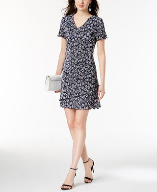 Connected Women's Printed Tiered Dress Blue Size 10Petite