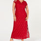 Connected Women's Sequined Lace Gown Red Size 22W