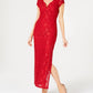 Connected Women's Sequined Lace Column Gown Red Size 8Petite
