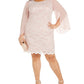 Connected Women's Lace Chiffon Sleeve Sheath Dress Pink Size 20W