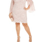 Connected Women's Lace Chiffon Sleeve Sheath Dress Pink Size 20W