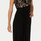 Connected Women's Embroidered Mesh Faux Wrap Gown Black Size 10