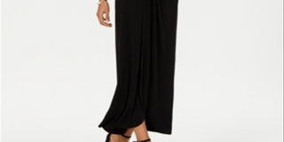 Connected Women's Embroidered Mesh Faux Wrap Gown Black Size 10