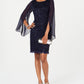 Connected Women's Flutter Sleeve Sequined Lace Dress Blue Size 6