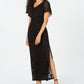 Connected Women's Sequin Lace Cape Gown Black Size 14Petite