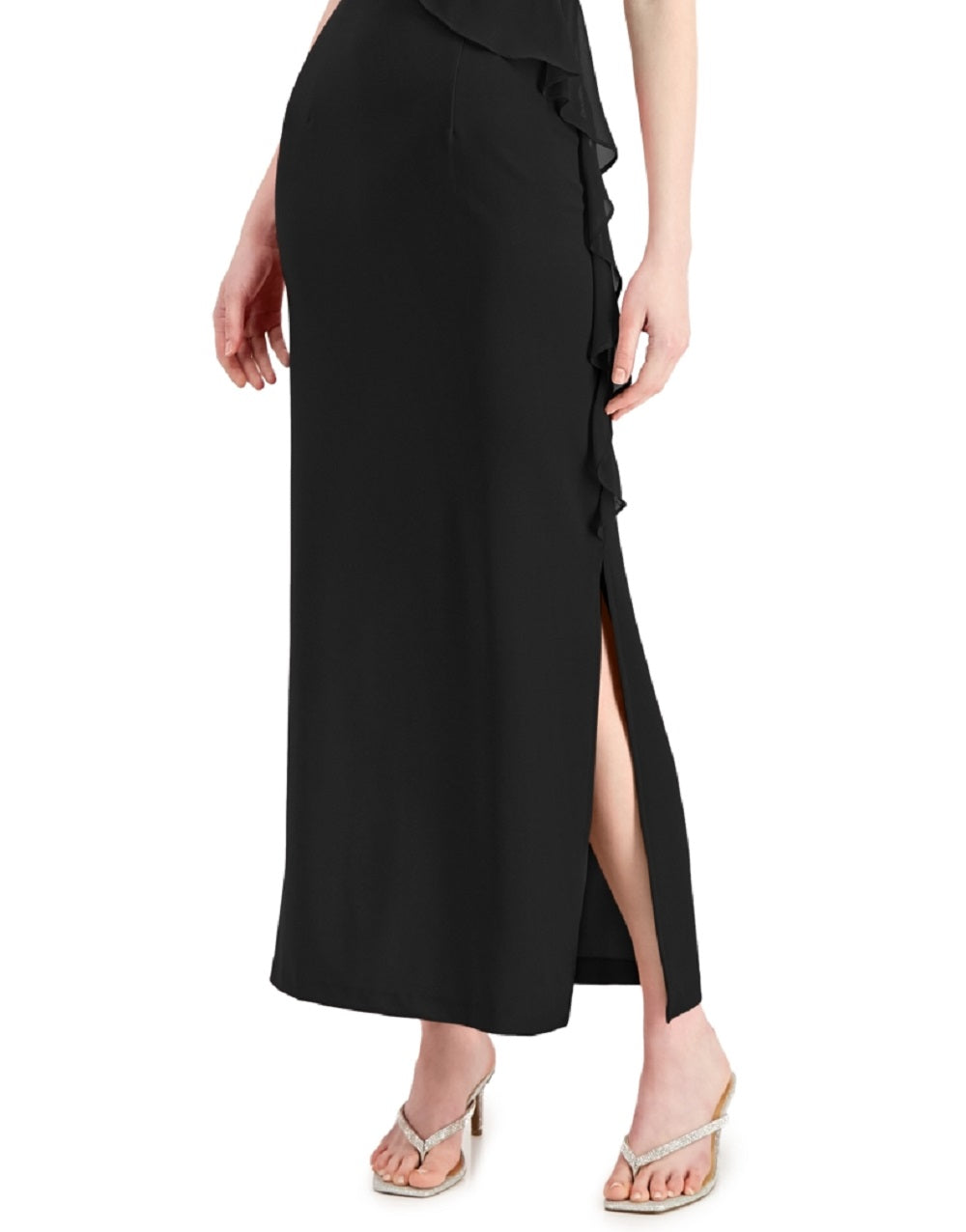 Connected Women's Cascade Ruffle Dress Black Size 16