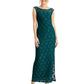 Connected Women's Floral Sleeveless Jewel Neck Evening Dress Green Size 8 Petite