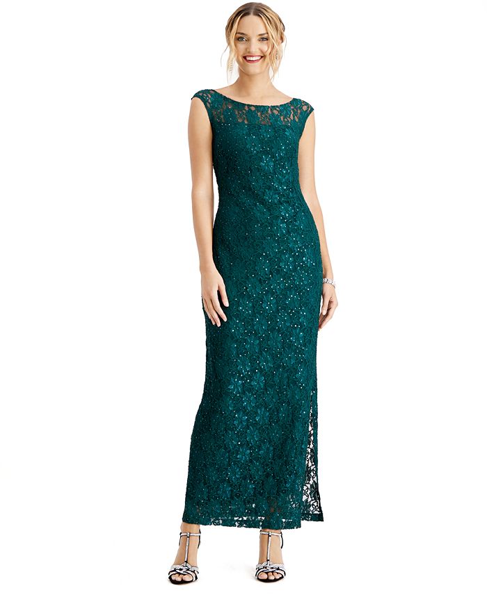 Connected Women's Floral Sleeveless Jewel Neck Evening Dress Green Size 8 Petite