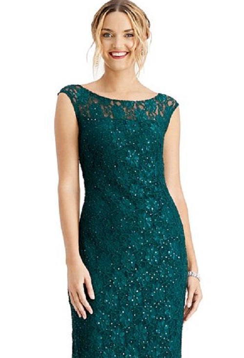Connected Women's Floral Sleeveless Jewel Neck Evening Dress Green Size 8 Petite