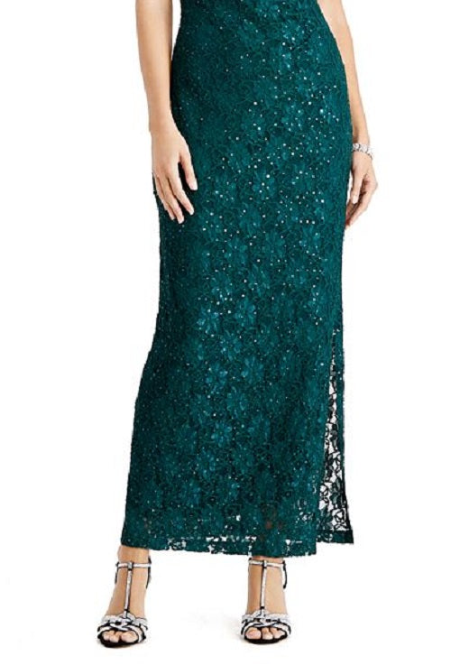 Connected Women's Floral Sleeveless Jewel Neck Evening Dress Green Size 8 Petite