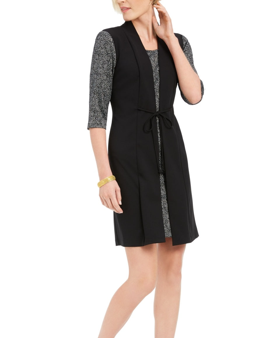 Connected Women's Faux Jacket Dress Black Size 6Petite