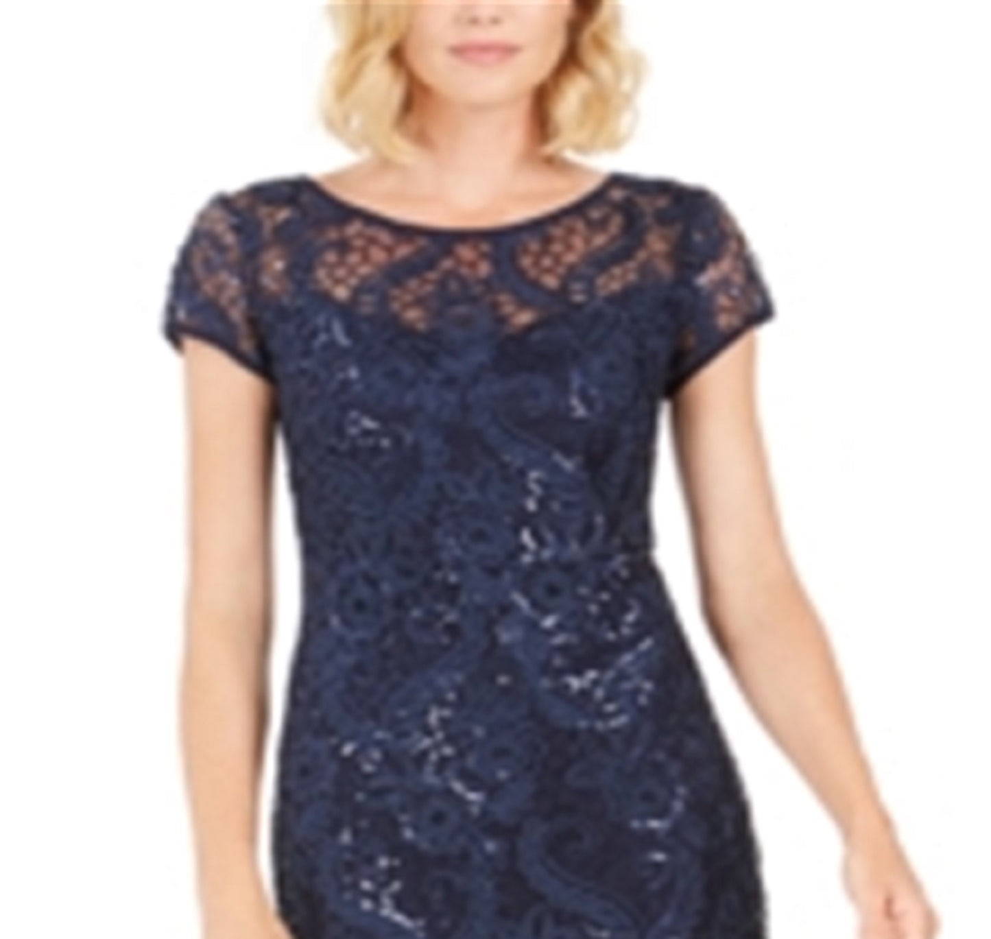 Connected Women's Floral Sequin Sheath Dress Blue Size 14