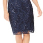 Connected Women's Floral Sequin Sheath Dress Blue Size 14
