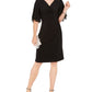 Connected Women's Short Sleeve V Neck Knee Dress Black Size 6 Petite
