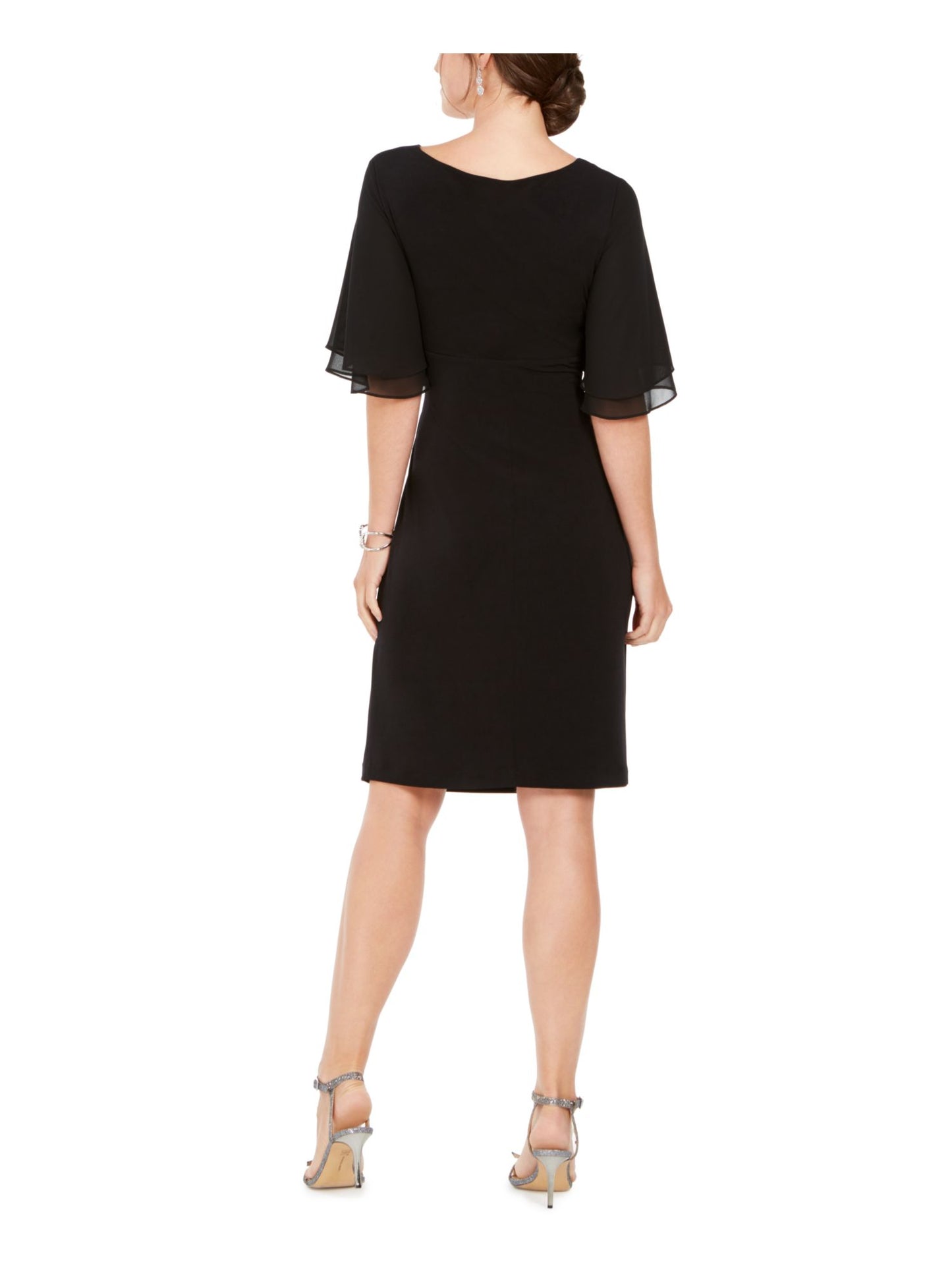 Connected Apparel Women's Flutter Sleeve Empire Waist Dress Black Size 14 Petite