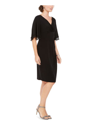 Connected Apparel Women's Flutter Sleeve Empire Waist Dress Black Size 14 Petite