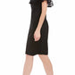 Connected Apparel Women's Lace Overlay Sheath Dress Black Size 10 Petite