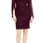 Connected Women's Flutter Sleeve Sequined Lace Dress Purple Size 16
