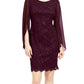 Connected Women's Flutter Sleeve Sequined Lace Dress Purple Size 16