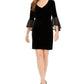 Connected Apparel Women's Velvet Bell Sleeve Dress Black Size 12 Petite