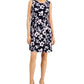 Connected Women's Floral Print Pleated Dress Purple Size 14