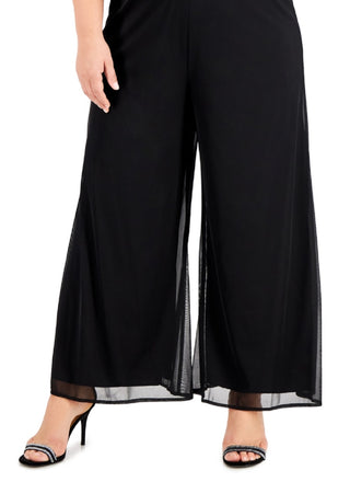 Connected Women's Metallic Wide Leg Cropped Jumpsuit Gray Size 18W