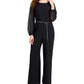 Connected Women's Chain Belt Sheer Sleeve Jumpsuit Black Size 6