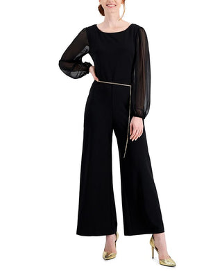 Connected Women's Chain Belt Jumpsuit Black Size 4Petite