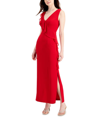 Connected Women's Cascade Ruffle Dress Red Size 6