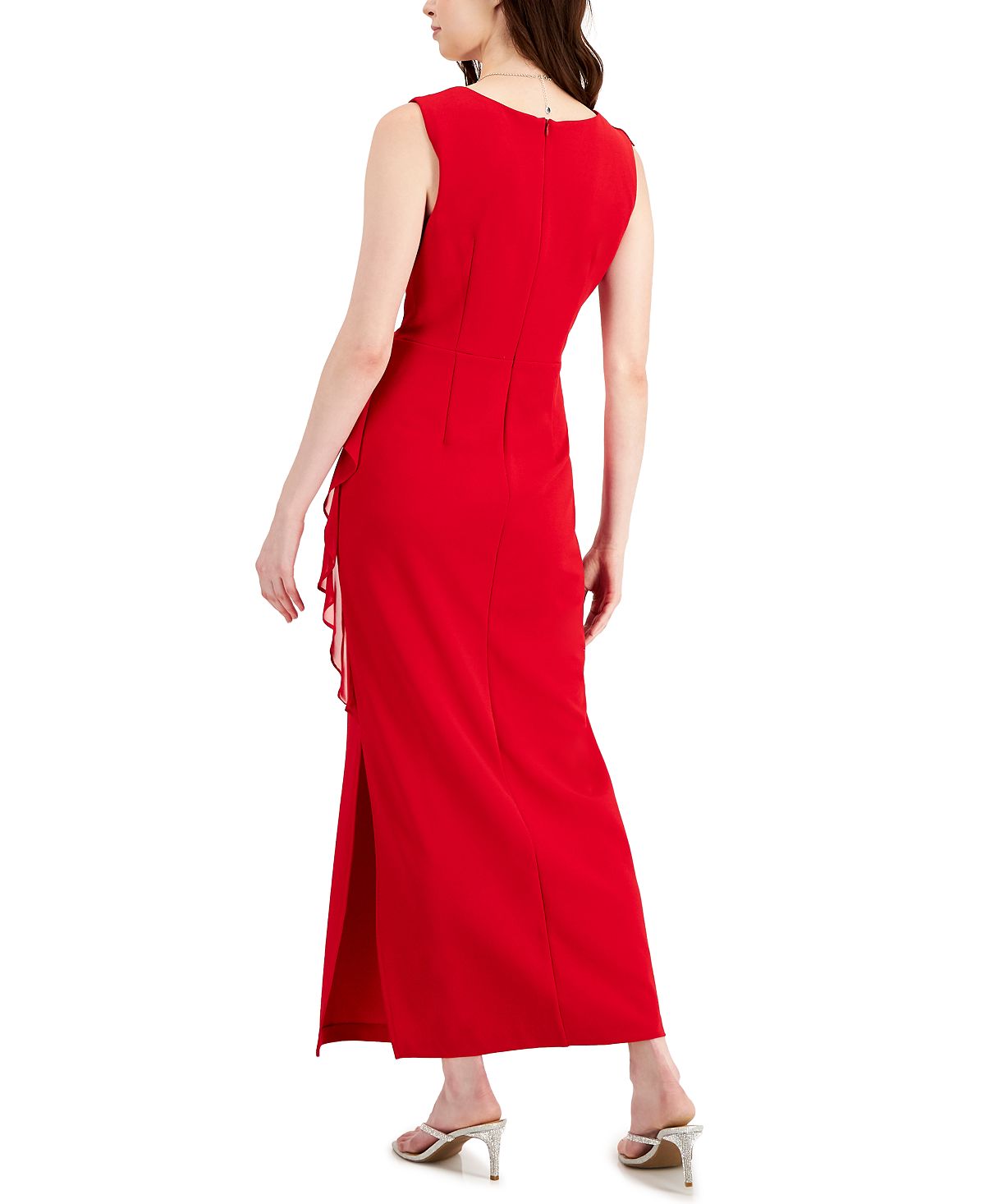 Connected Women's Cascade Ruffle Dress Red Size 12