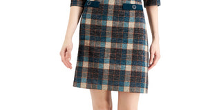 Connected Women's Plaid Sheath Dress Brown Size 8