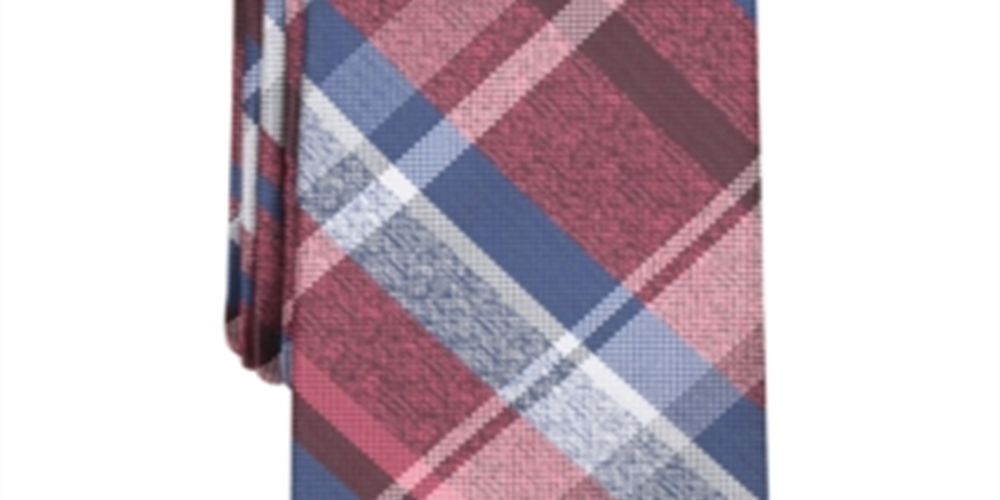 Perry Ellis Men's Dehaven Plaid Skinny Slim Neck Tie Red Size Regular