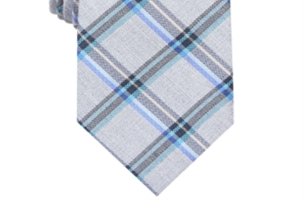 Perry Ellis Men's Tartan Plaid Slim Neck Tie Blue Size Regular