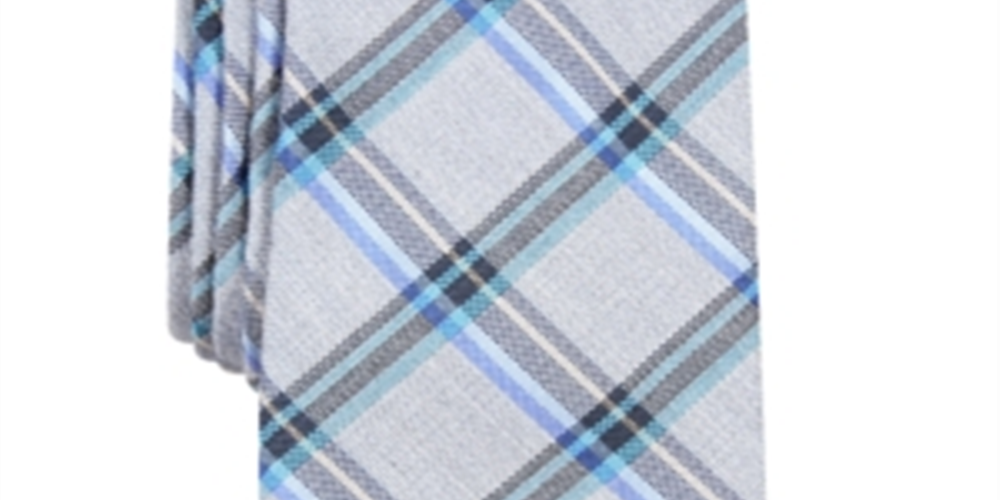 Perry Ellis Men's Tartan Plaid Slim Neck Tie Blue Size Regular