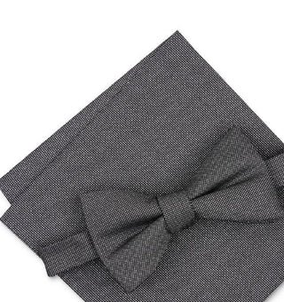 Alfani Men's Solid Texture Pocket Square And Bowtie Grey Size Regular