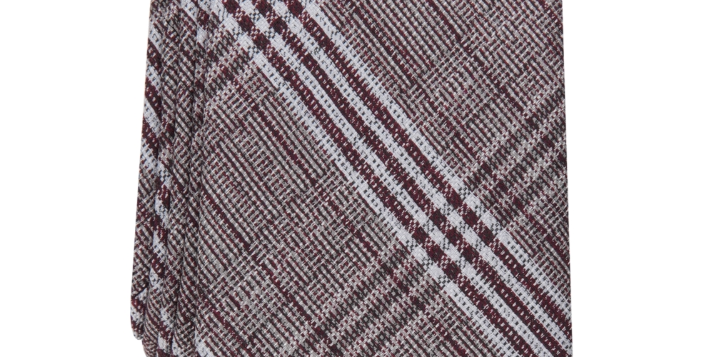 Alfani Men's Slim Plaid Tie Brown Size Regular