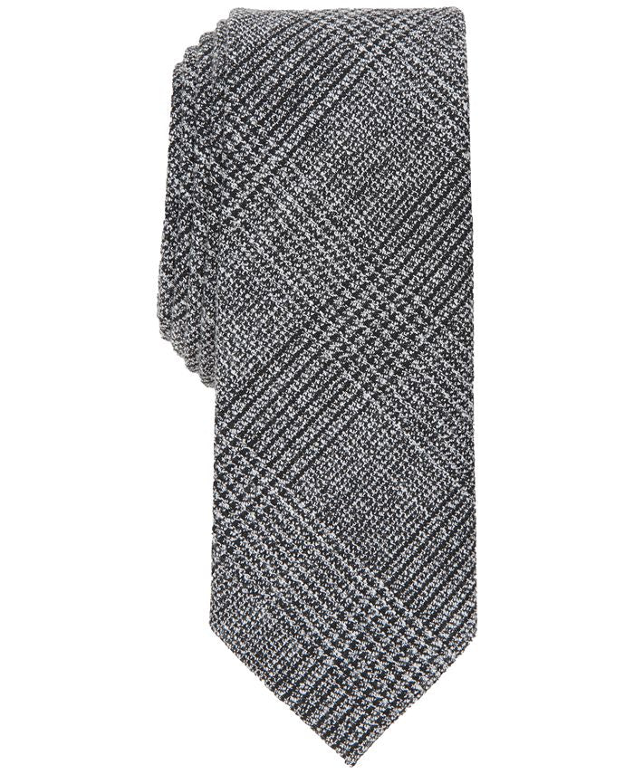 INC International Concepts Men's Glen Plaid Skinny Tie Black Size Regular