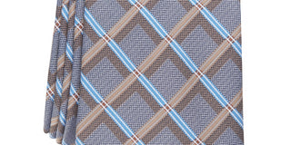 Perry Ellis Men's Lance Classic Grid Tie Brown Size Regular