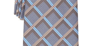 Perry Ellis Men's Lance Classic Grid Tie Brown Size Regular