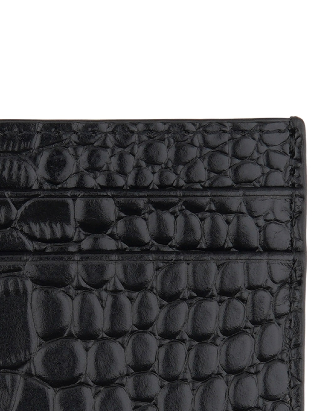 Bespoke Men's Straight Edge Gator Embossed Leather Card Case Black Size Regular
