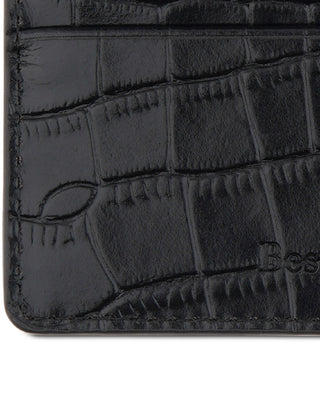 Bespoke Men's Straight Edge Gator Embossed Leather Card Case Black Size Regular