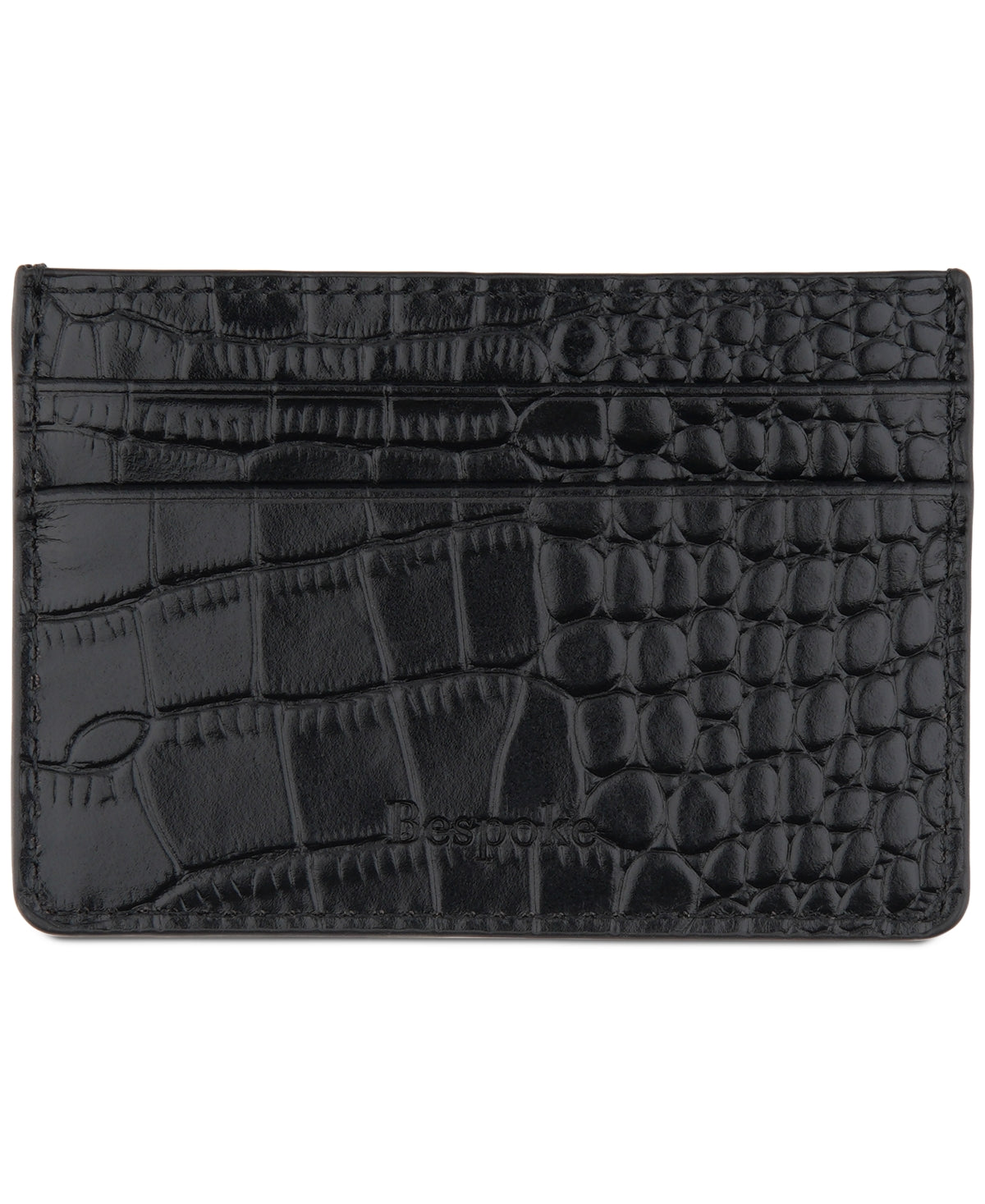 Bespoke Men's Straight Edge Gator Embossed Leather Card Case Black Size Regular