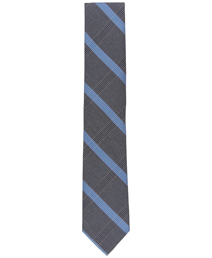 Alfani Men's Bermudo Plaid Slim Tie Gray Size Regular