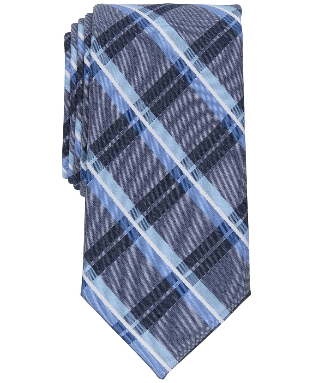 Perry Ellis Men's Caplan Plaid Tie Blue Size Regular