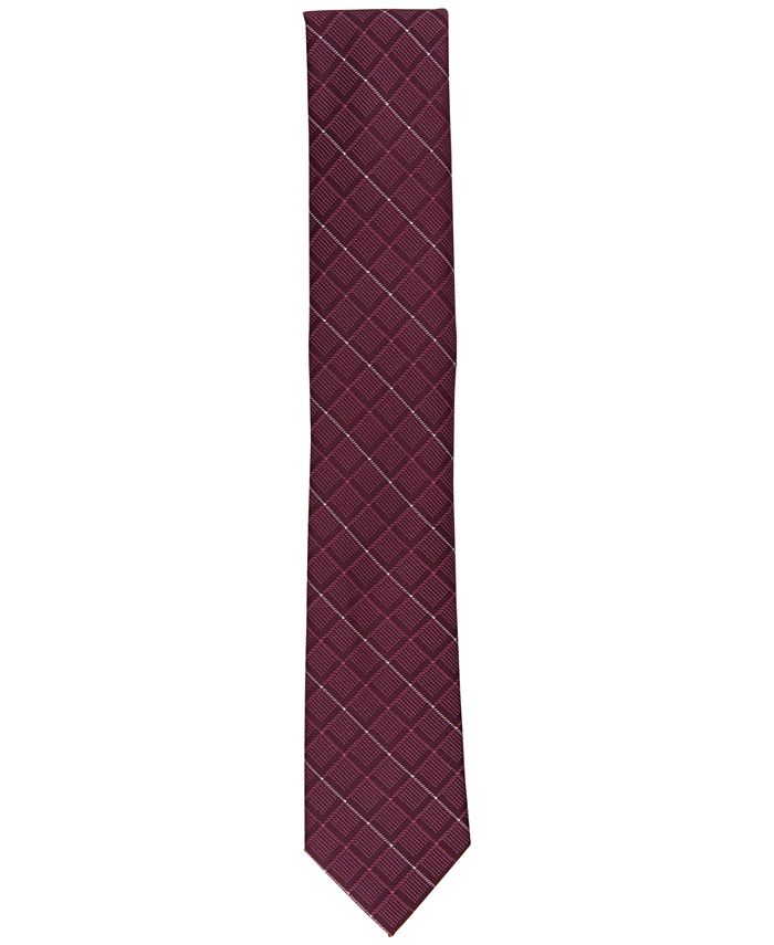 Alfani Men's Slim Grid Tie Red Size Regular