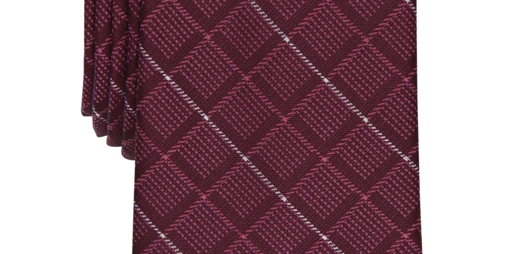 Alfani Men's Slim Grid Tie Red Size Regular
